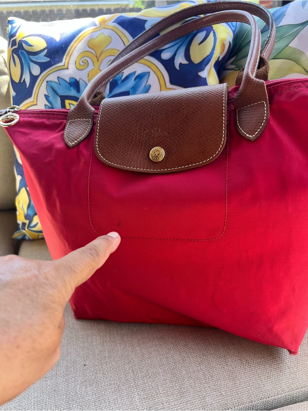 Longchamp Le Pliage Original Nylon Tote Bag - Red